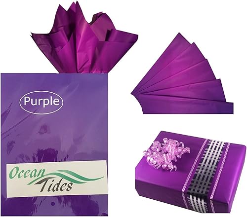 Miniatura 19 de Ocean Tides 50 hojas (14 x 20 pulgadas) de papel de regalo de Navidad, papel de seda de regalo a granel para manualidades, cumpleaños y días Dorado