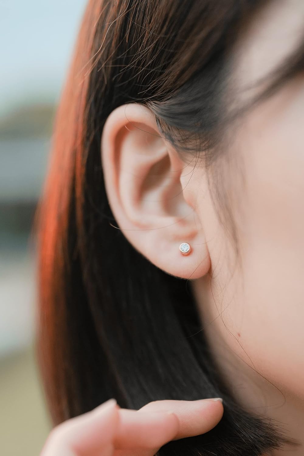 Moissanite Earrings - 18K Gold Plated 925 Sterling Silver Ear Studs for Women - D Color, VVS1-2, Round Brilliant - Minimalist Dainty Small Crystal Jewelry