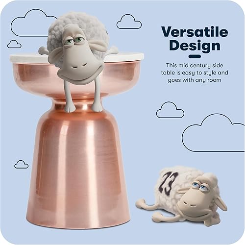 Miniatura 21 de Serta Adler - Mesa auxiliar decorativa de metal, parte superior de granito natural de 16 pulgadas, base de latón cepillado, forma de reloj de arena,