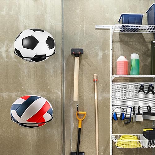 Miniatura 7 de Soporte de pared para baloncesto, soporte de pared para bolas, soporte universal de bola de metal para baloncesto, fútbol, voleibol, fútbol,