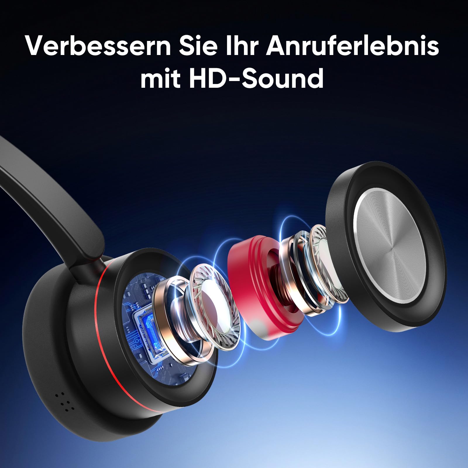 Bluetooth Headset mit Mikrofon Noise Canceling, Wireless Headset mit Ladestation & USB Dongle, Stummschaltung, 40 Stunden Anrufe, Kabellose PC Kopfhörer für Callcenter, Büro, Zoom, Teams