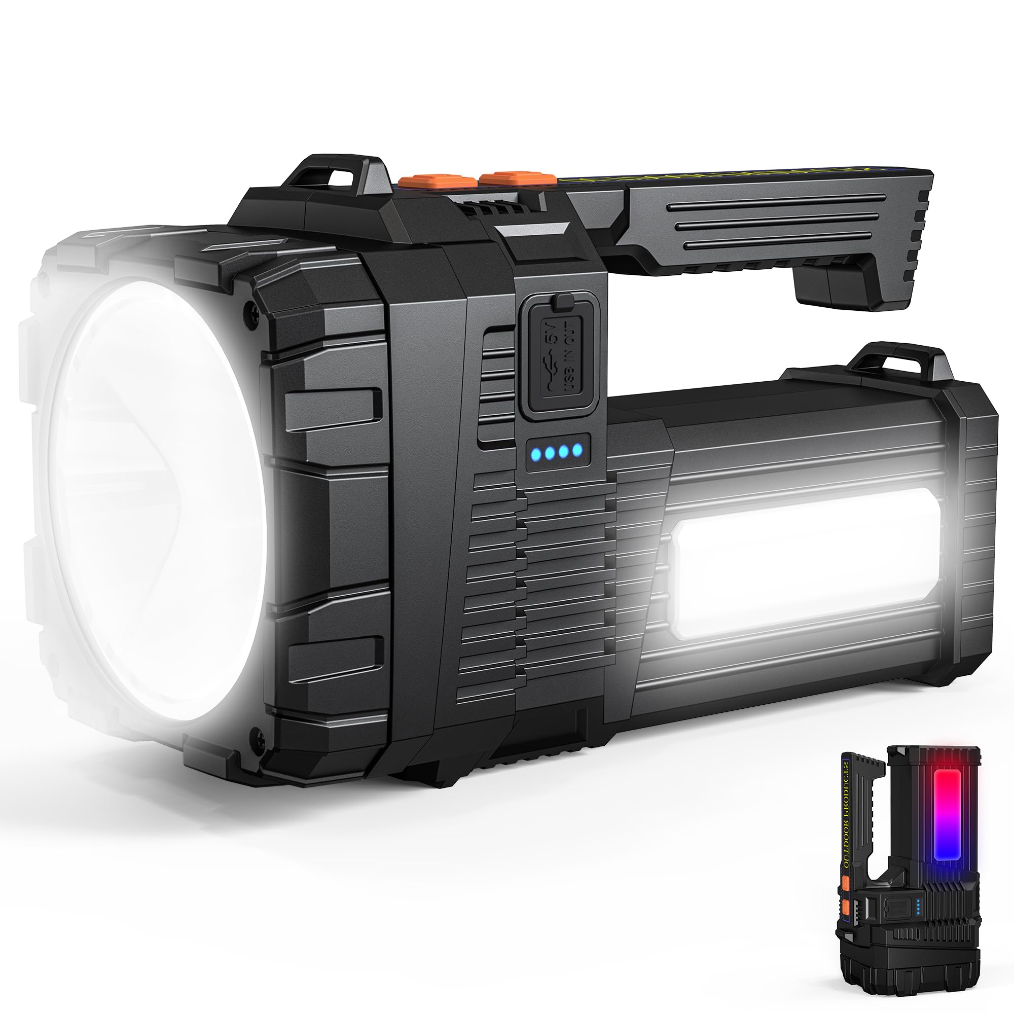 AlpsWolf Bright Flashlight High Lumens Rechargeable, 1,000,000 Lumens, Long Standby, Waterproof, LED Flashlight Spotlight with USB Output for Emergency