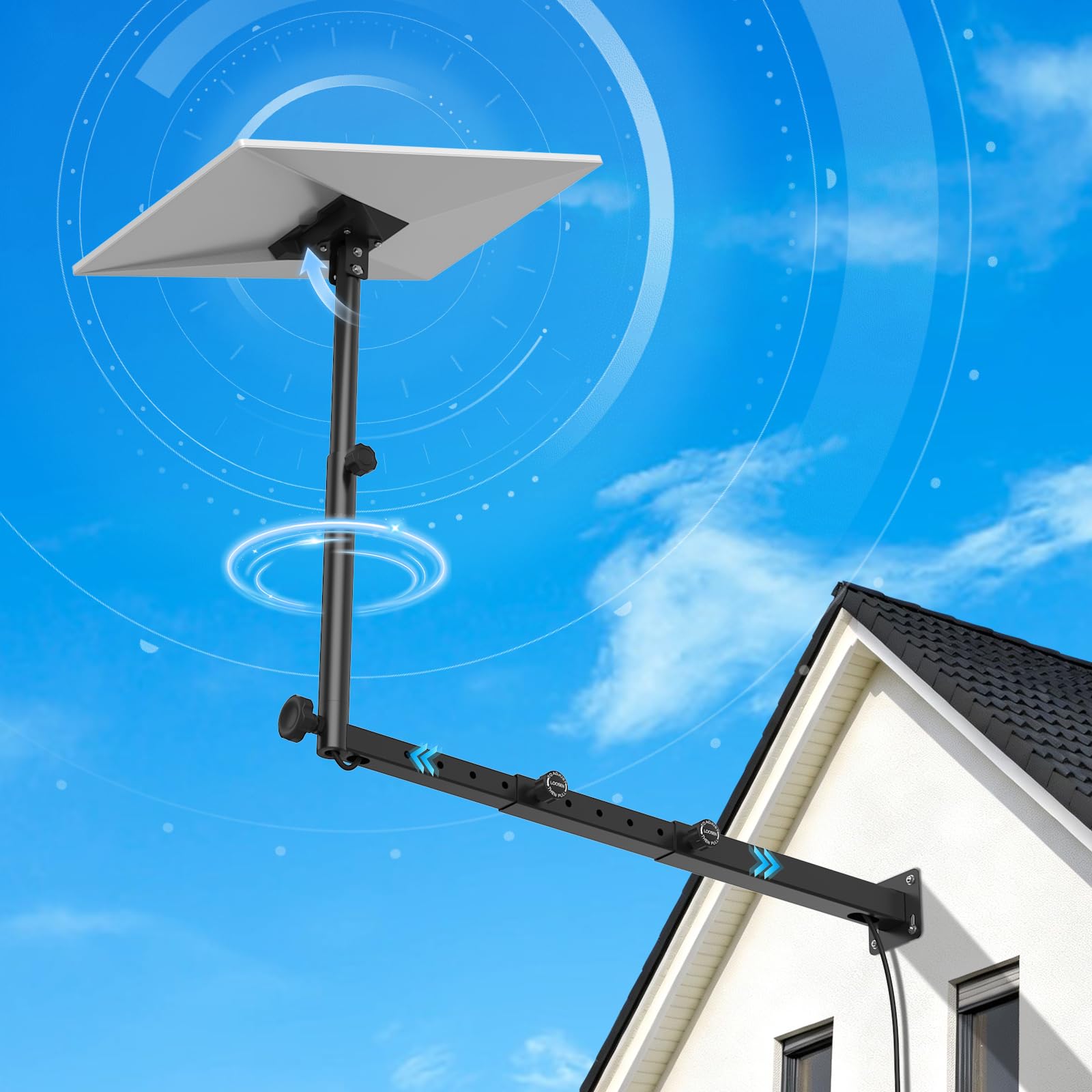 IMAYCC Supporto Starlink Gen3/4/4X,Telescopic Lungo Altezza 360° Regolabile | Antiruggine Scalabile Starlink V3/4X/4 con Adattatore tubo Starlink Gen3 Parete/Tetto per Standard Starlink InternetSatellite