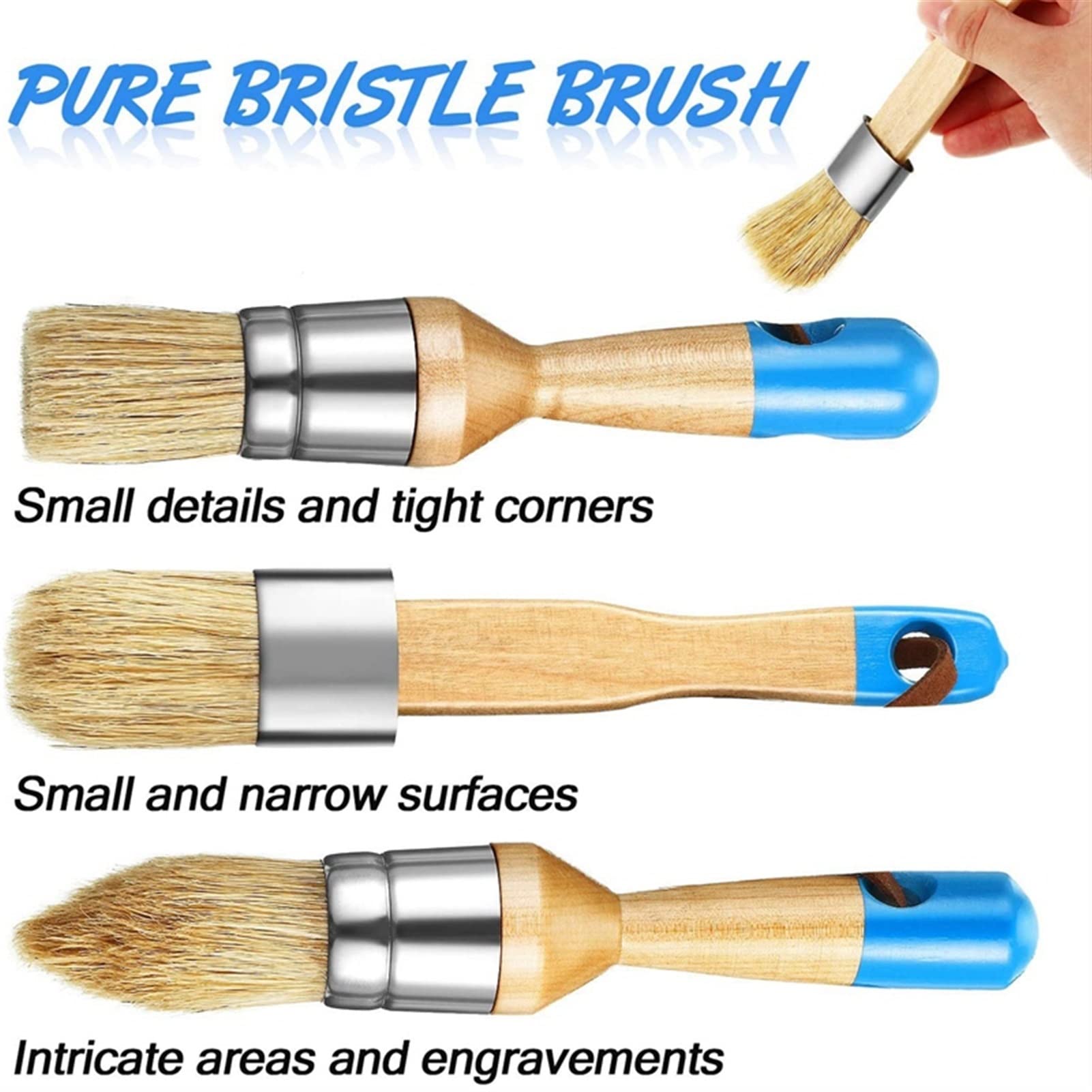 TRUSTTWO Cepillos de Pintura de Tiza y Cera de 4 Piezas Pinceles de Plantilla de cerdas Que Incluyen Pinceles de Pintura con Punta Plana y Redonda The New