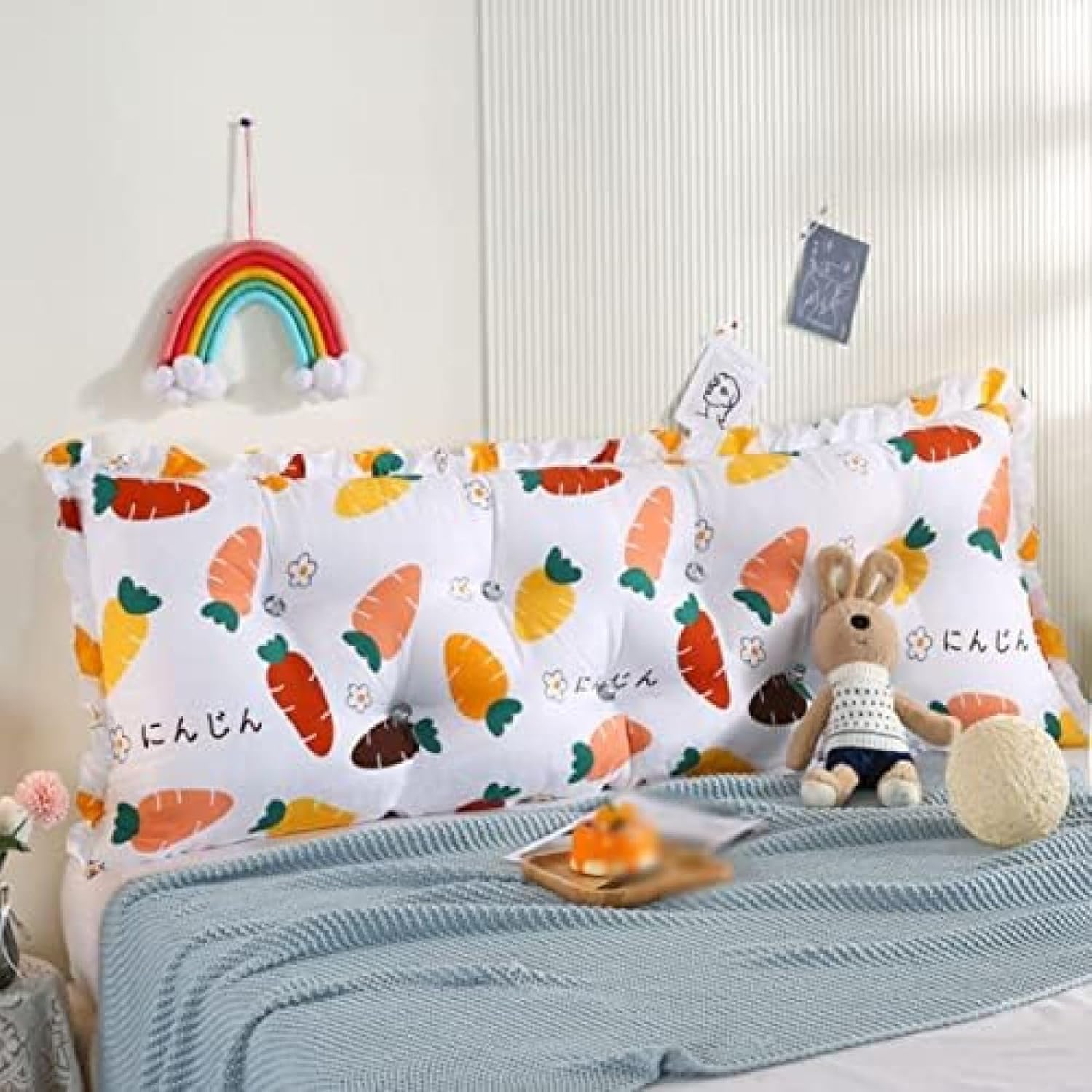 大型 ヘッドボードクッション ホワイト ウェッジ ベッドレスト 読書用クッション 長椅子用クッション 三角形 ヘッドボードウェッジク