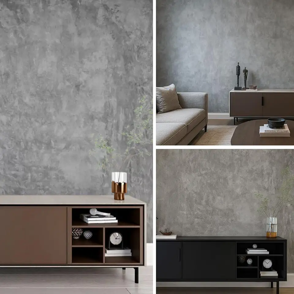 Papel De Parede Adesivo Auto Colante Lavável Varios Modelos (Cimento Queimado)