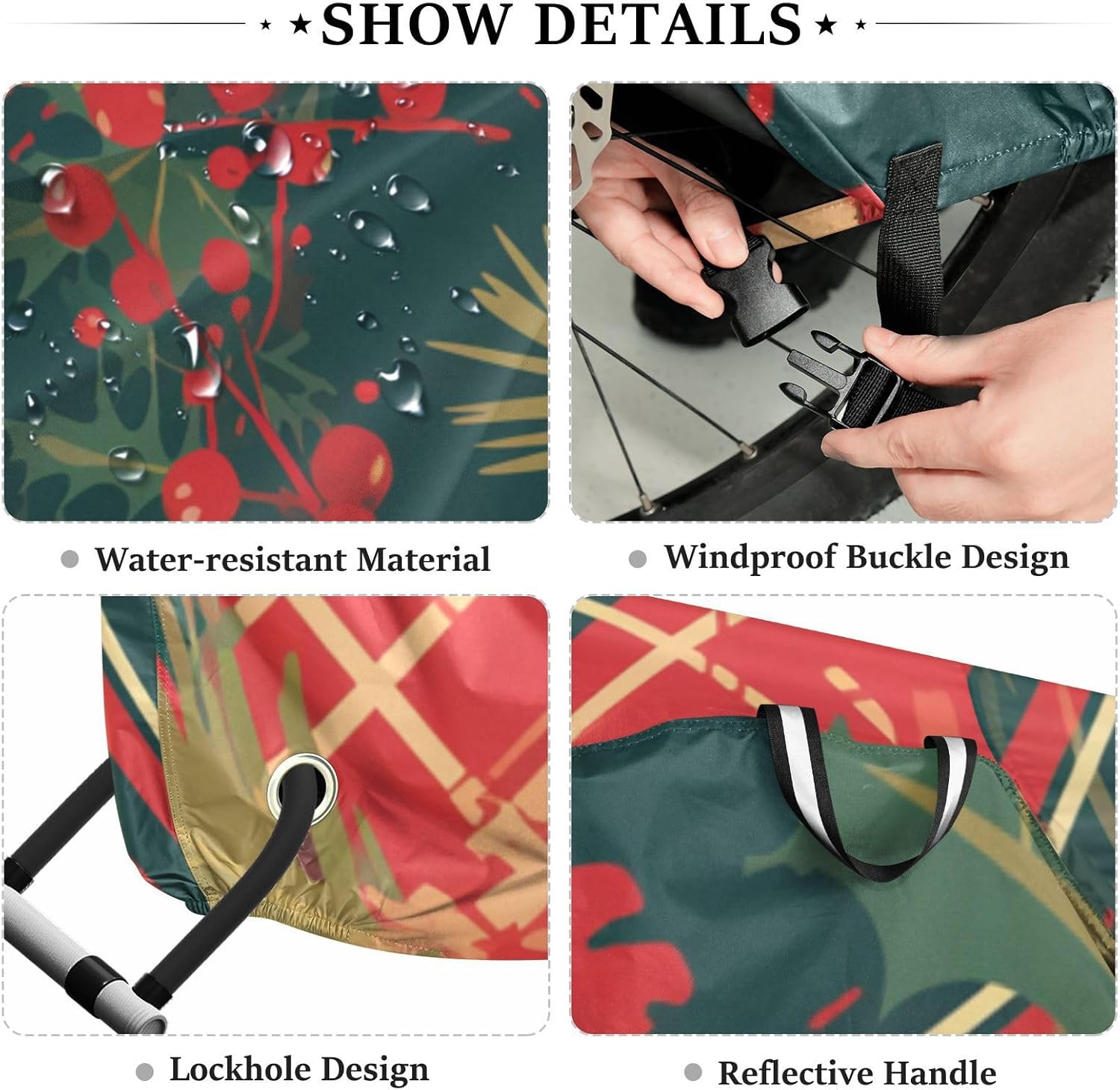 Christmas Plaid Covers for Bike Waterproof Outdoor Electric Bike Cover Bikes Accessories