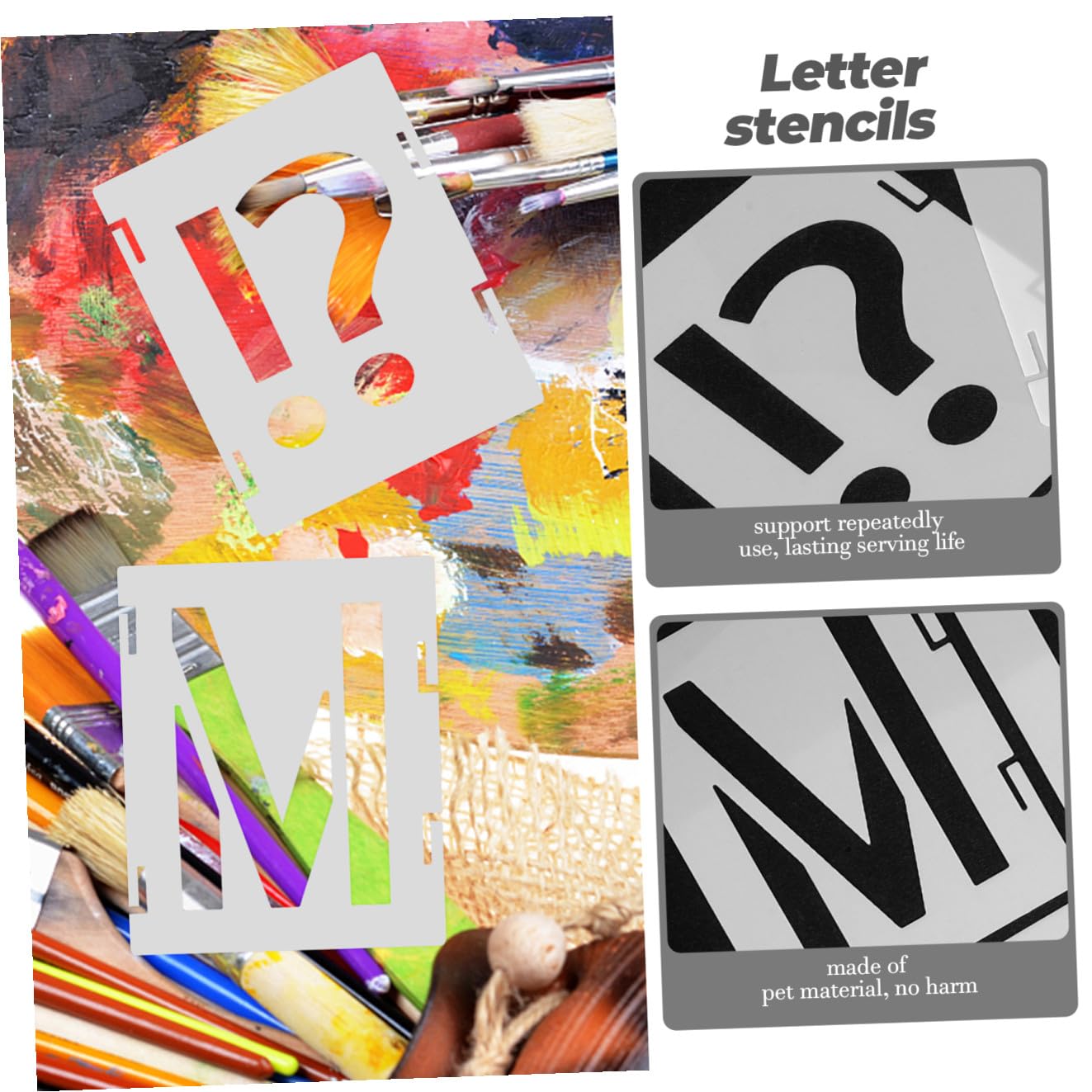 5 Ensembles Pochoirs de Peinture Lettres Creuses Pet Kit Réutilisable pour Diy Grands Modèles et Résistants pour Décoration Artistique
