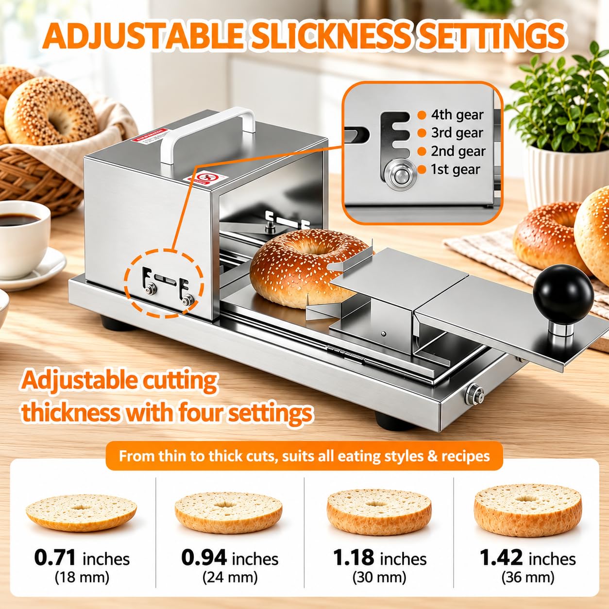 Affettatrice Commerciale per Pane, Taglia Bagel e Panini Hamburger Manuale
