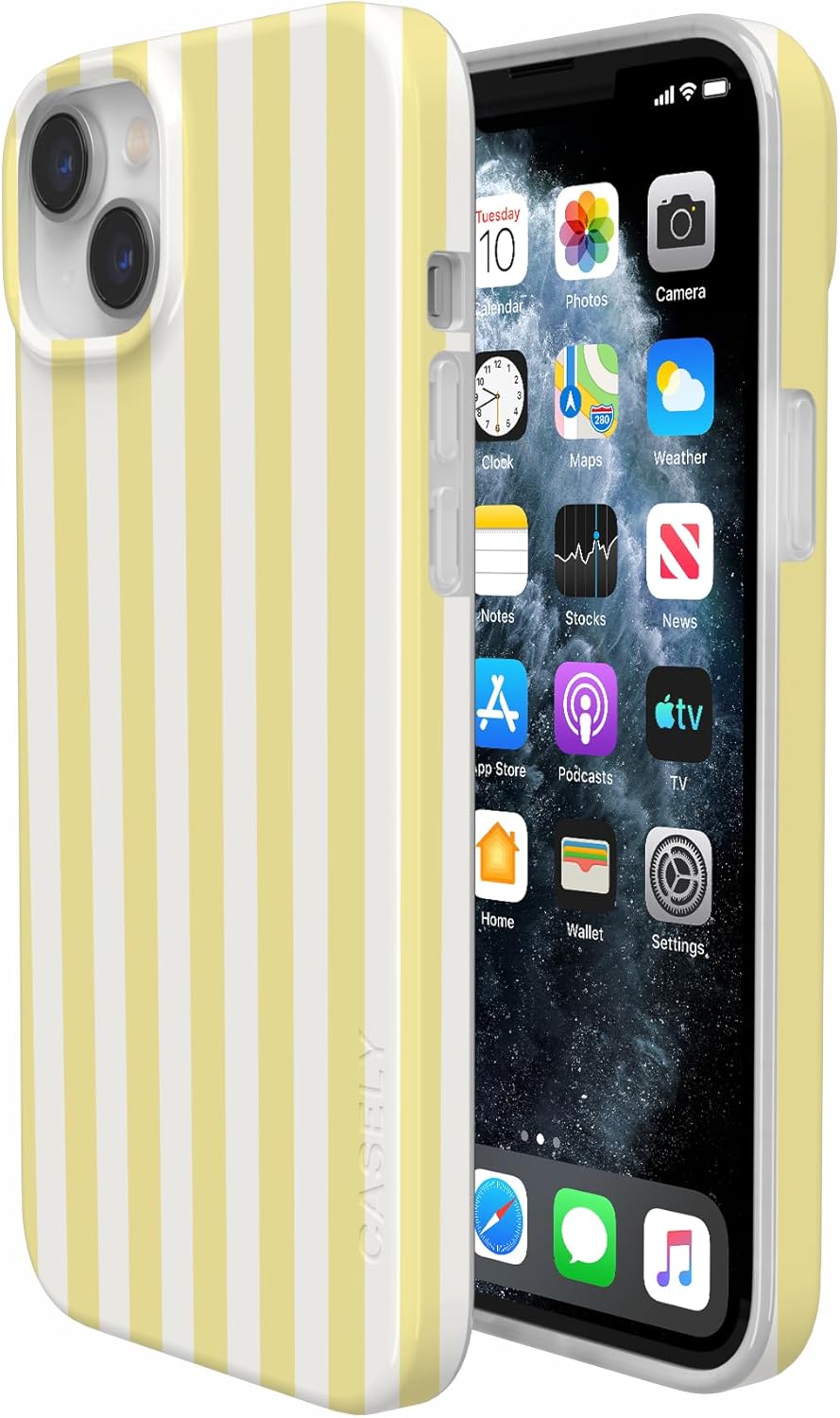 Casely iPhone 14 Plus Case | Butter Yellow Stripes | Sunday Best | Compatible with MagSafe | Classic Ultra Slim Design