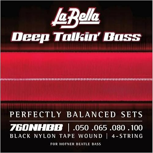 La Bella 760NHBB "Beatle" Deep Talkin Bass Cinta de Nylon Negro Herida 4- Cuerda 50-100