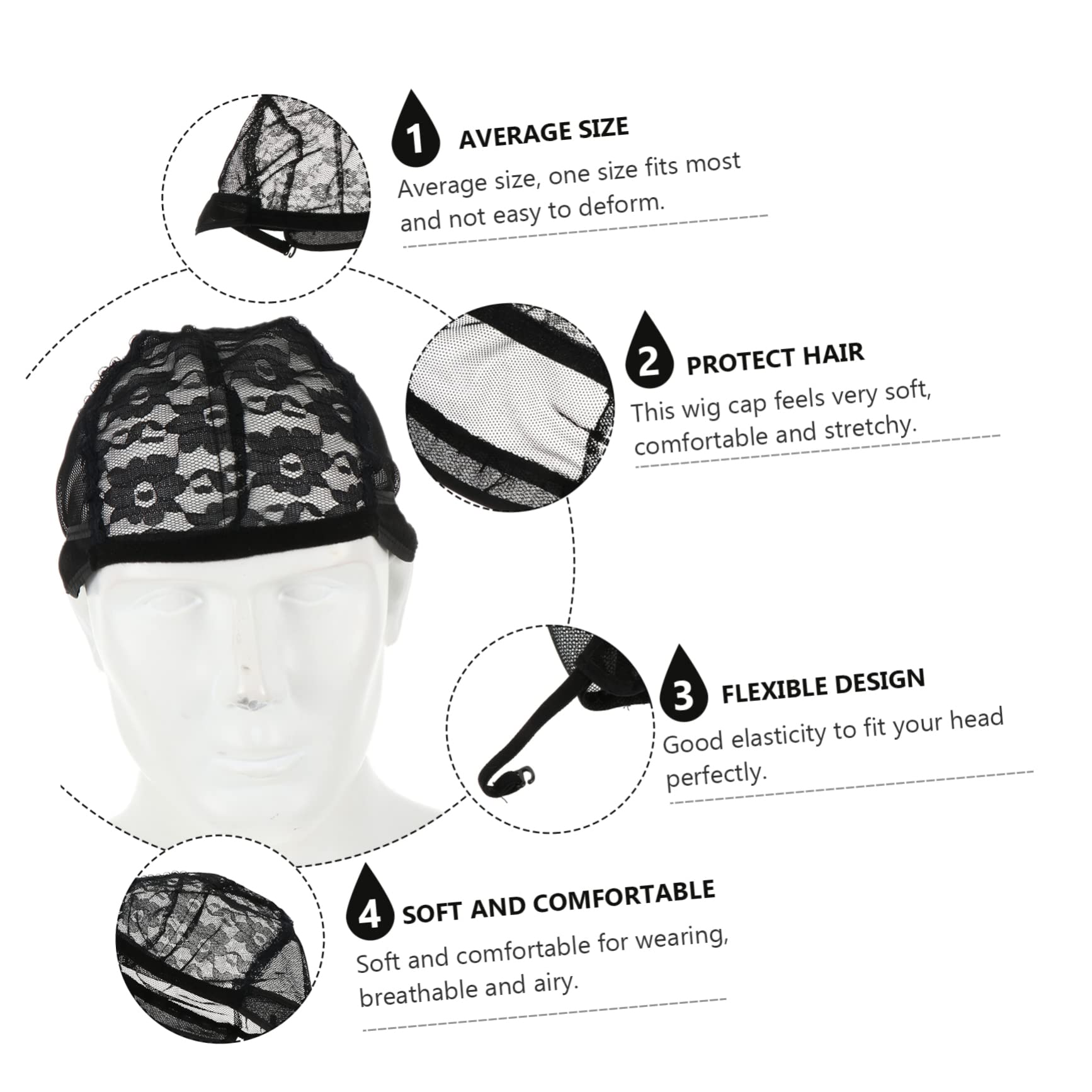 Beavorty 12 Piezas Gorro De Peluca De Encaje Redecillas De Encaje Para Hacer Pelucas Sombrero De Peluca De Malla Gorras Para Hacer Pelucas Ajustable Tela Sombrero Tejido Perder