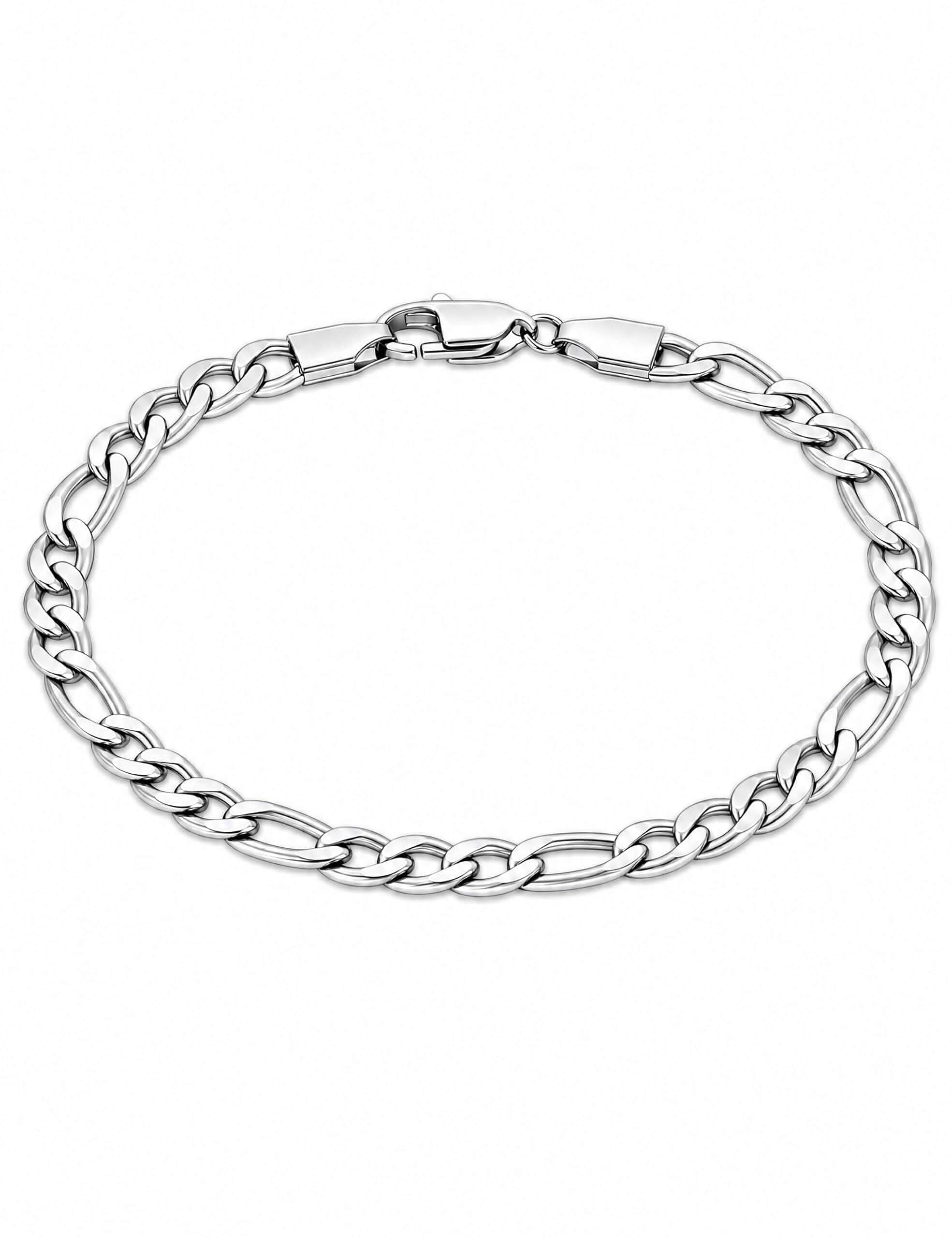 Fiusem Figaro Link Mens Bracelet 5/7/8mm Stainless Steel Link Chain Bracelets for Men, 6.7"/7.5"/8.3"/9.0" Length