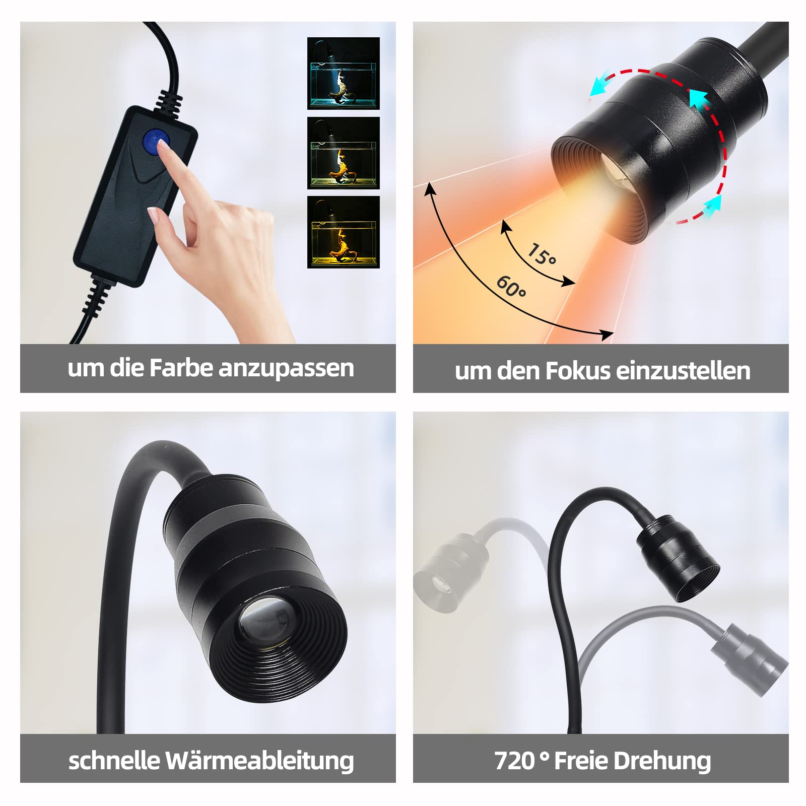 Les lampes d'aquarium à LED, l'éclairage à LED d'aquarium répondent aux exigences de résistance aux hautes températures, de dissipation rapide de la chaleur et d'utilisation durable (bouton fixe)