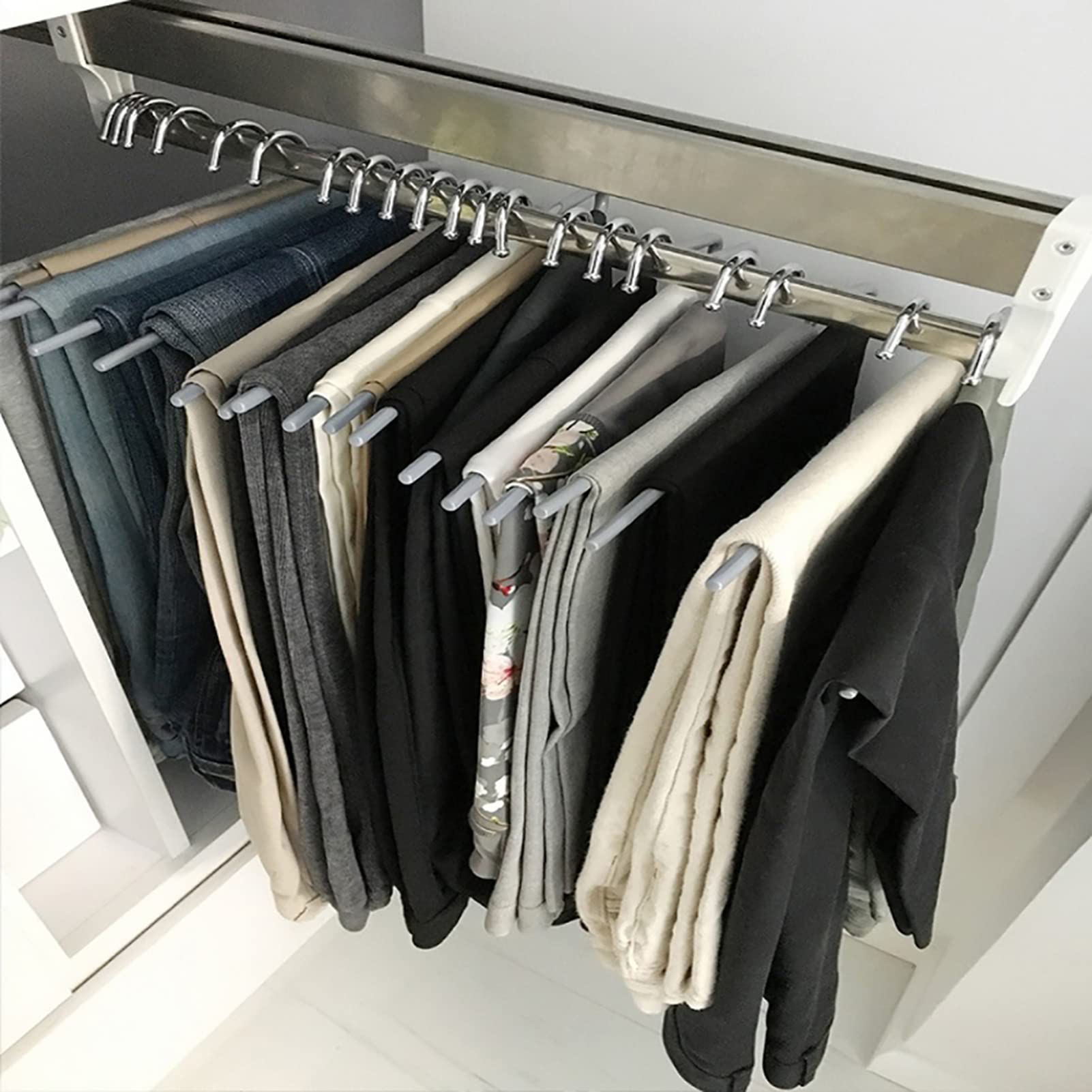 Porte Pantalon Coulissant télescopique en Acier Inoxydable, Porte Cintre Coulissant, Garde-Robe Peu encombrant Rack de Rail,350 mm/13.78 Zoll