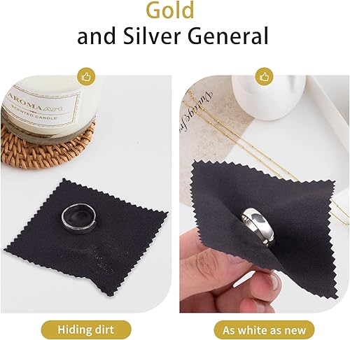 Miniatura 4 de CATIFLIN 100 paños de limpieza de joyas de alta calidad, paños de pulido de plata envueltos individualmente, para plata de ley, oro, latón,