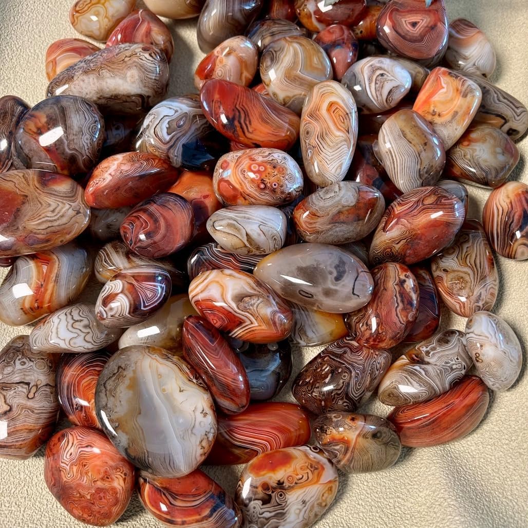Sardonyx Banded Agate Palm Stone Worry Stone Irregular Polished Tumbled Stone Pebble Healing Crystal for Home Decor (1000, Grams)