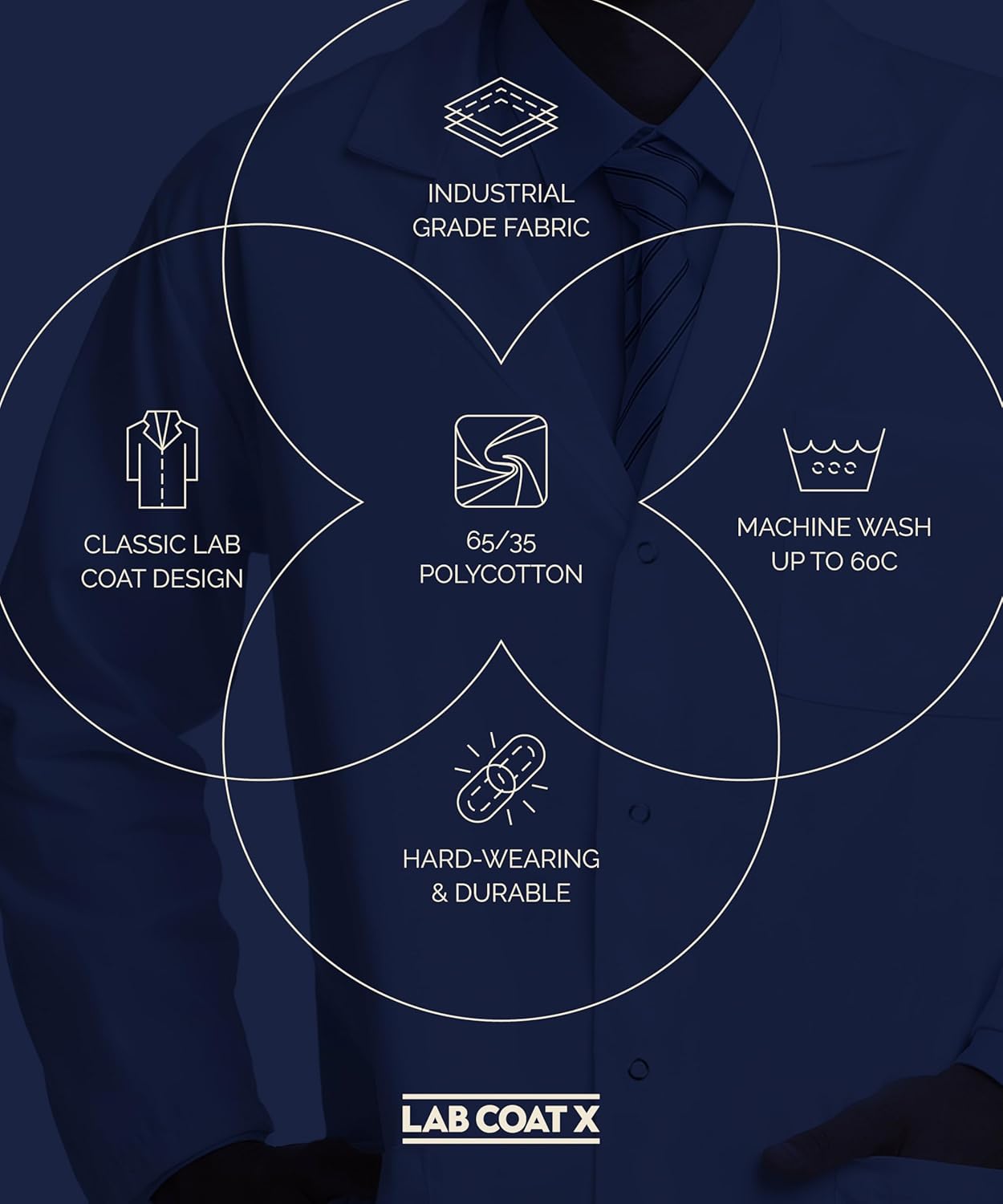 Lab Coat Professional Unisex for Men and Women, Multiple Pockets, Classic Fit, Snap Closing, 40" Length - Image 3