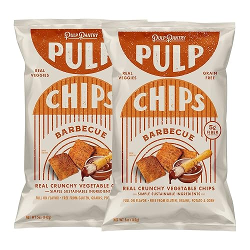Pulp Pantry Grano Libre de Tortilla Veggie Chips  Paquete de 2  Sabor a Barbacoa picante  Sin maíz, sin patatas, sin cereales, sin gluten, sin OMG,