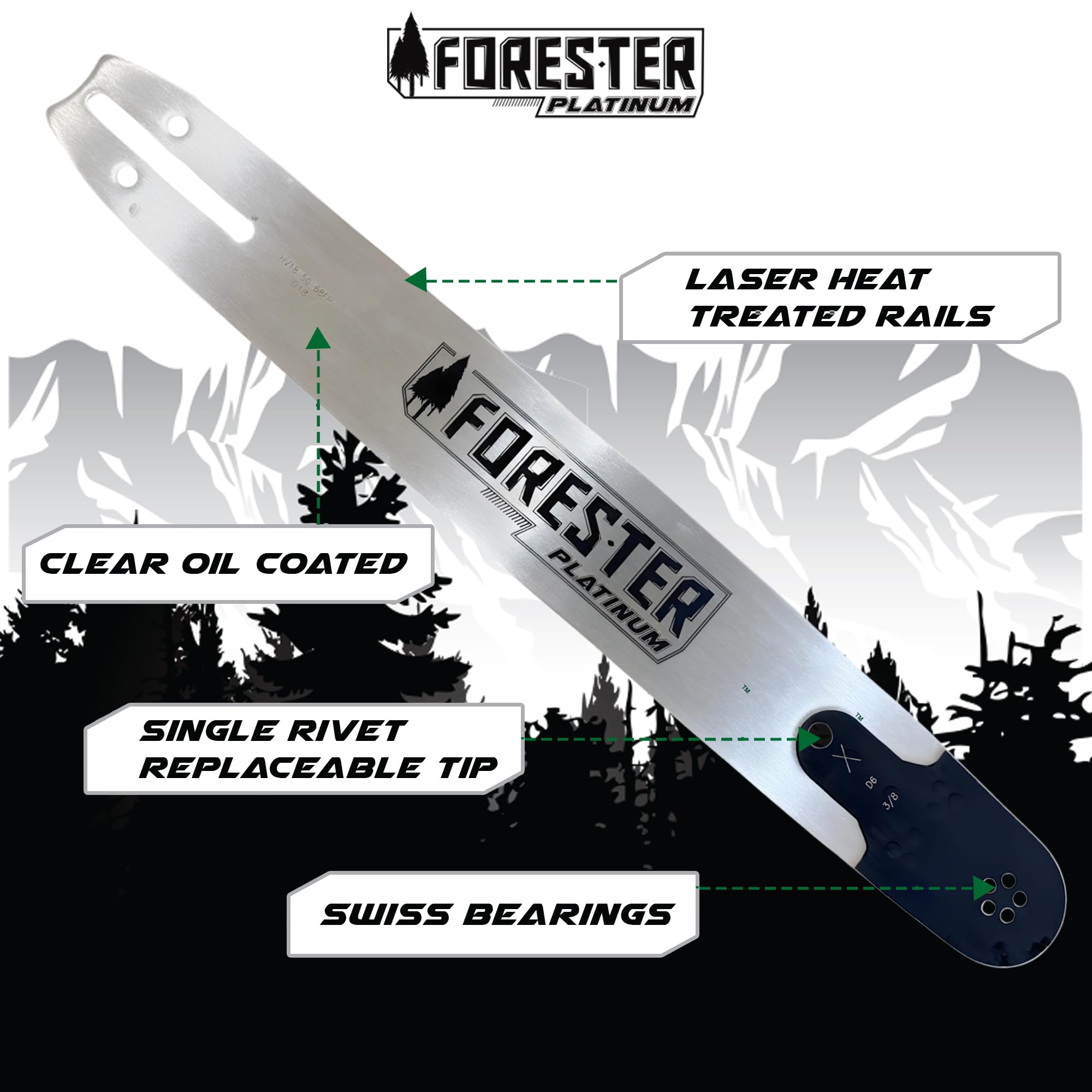 Amazon.co.jp: FORESTER 25インチ プラチナ 交換用チェーンソーガイド