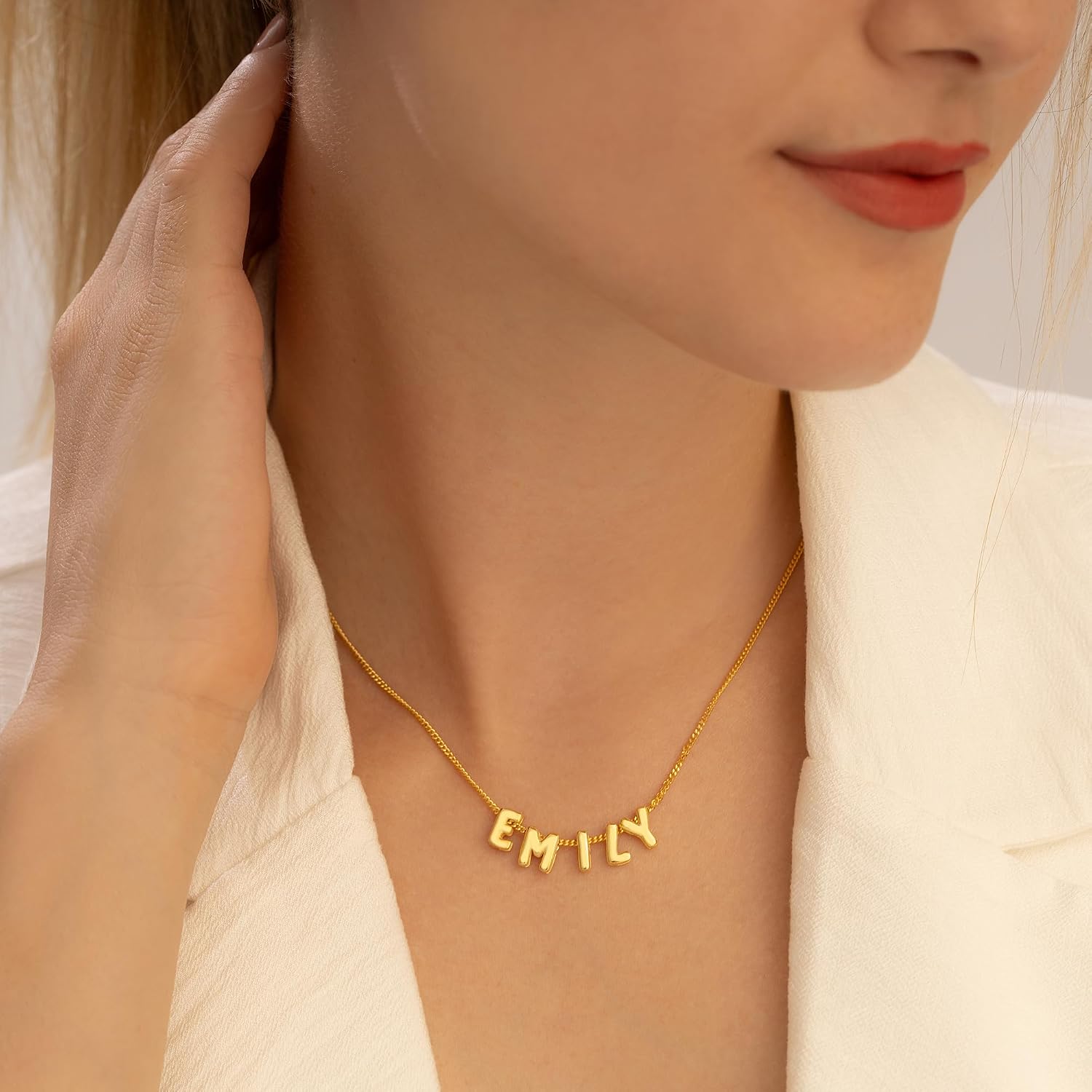 Initial Personalized Bubble Name Necklace for Women, 925 Sterling Silver Balloon initial necklaces for women, Customized Necklaces Gift for Birthday, Anniversary, Valentine’s &Christmas