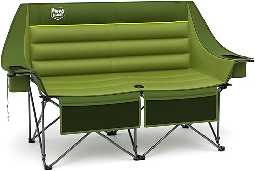 Timber Ridge Silla de Campamento Doble, Sofá de Campamento Plegable para Exteriores de Servicio Pesado, Sillas de Campamento Loveseat Perfectas para