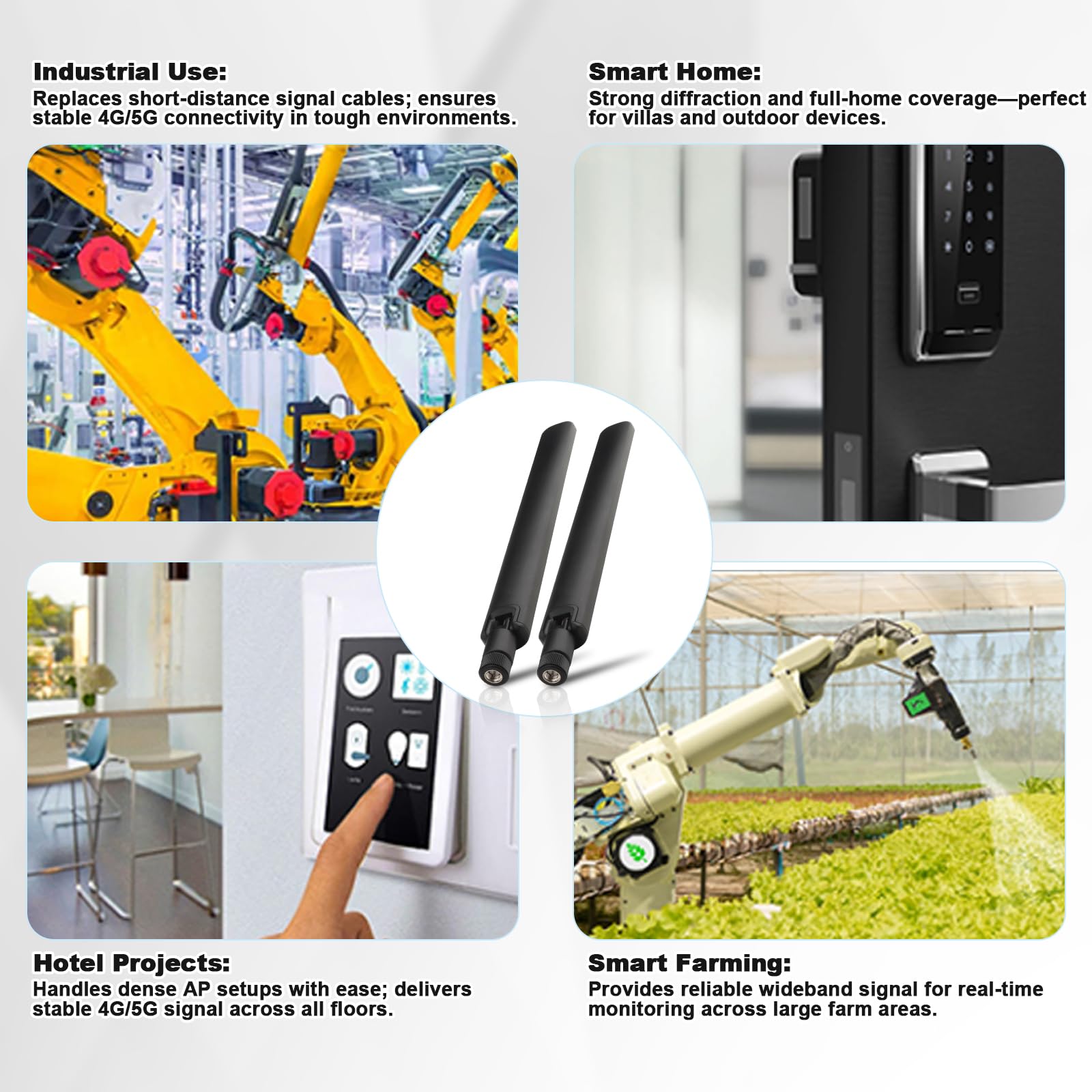 Antenna 5G 4G LTE GSM 3G T-Mobile (confezione da 4) 600-6000 MHz 10dBi banda larga SMA maschio omnidirezionale antenna esterna per T-Mobile/AT & T/Verizon 5G Router Home Internet Gateway