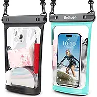 Large Floating Waterproof Phone Pouch, 2Pack Cell Phone Dry Bag for iPhone 17 16 15 14 13 Pro Max Galaxy S24 S23 S22 All Phones, Float Water Proof Bag for Beach Water Park (Black + Lime Green)