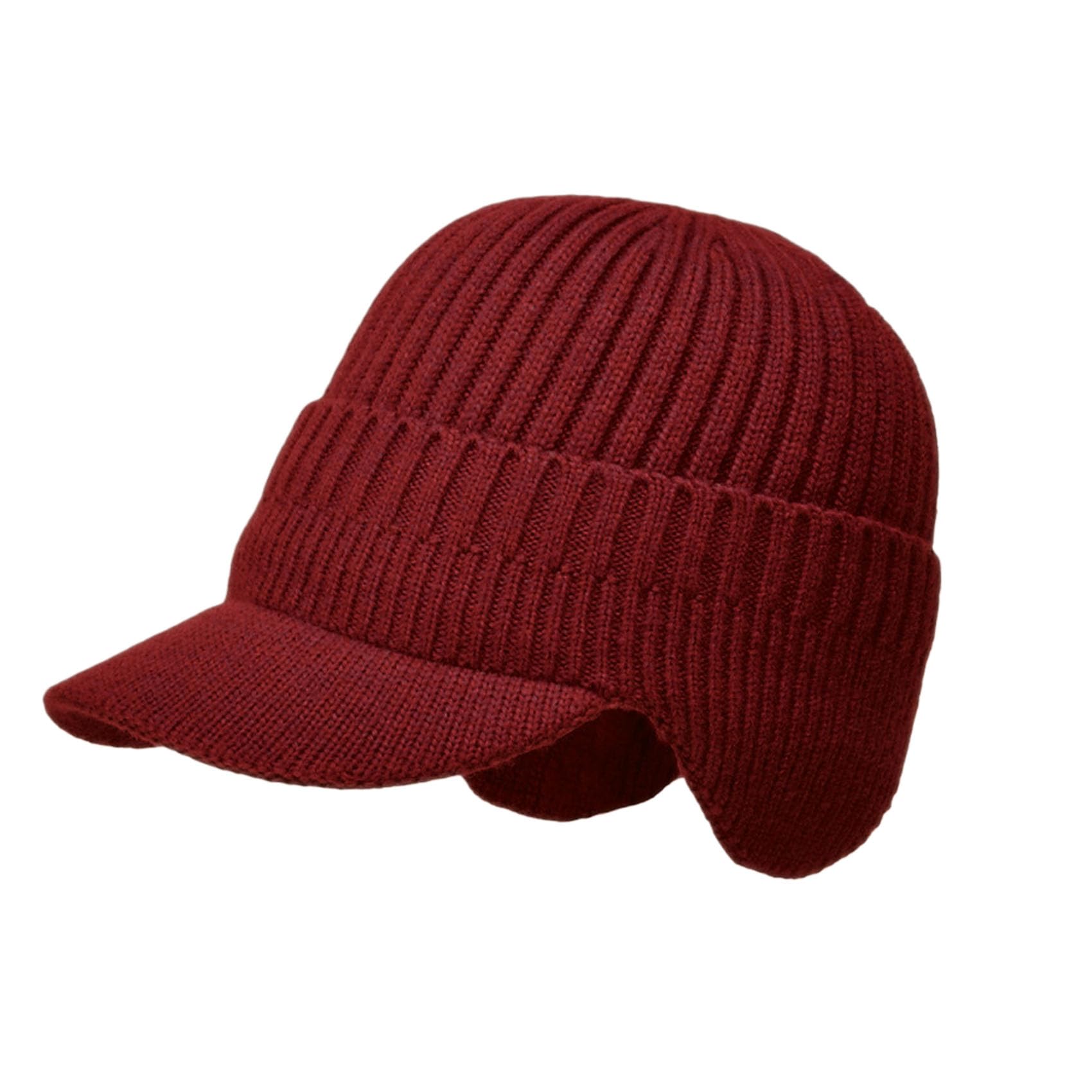 Jeeeun Women's Red Cozy Head Beanie, 2026 Knit Winter Hat With Brim & Ear Flaps, Warm Elastic Beanie For Men & (Red)