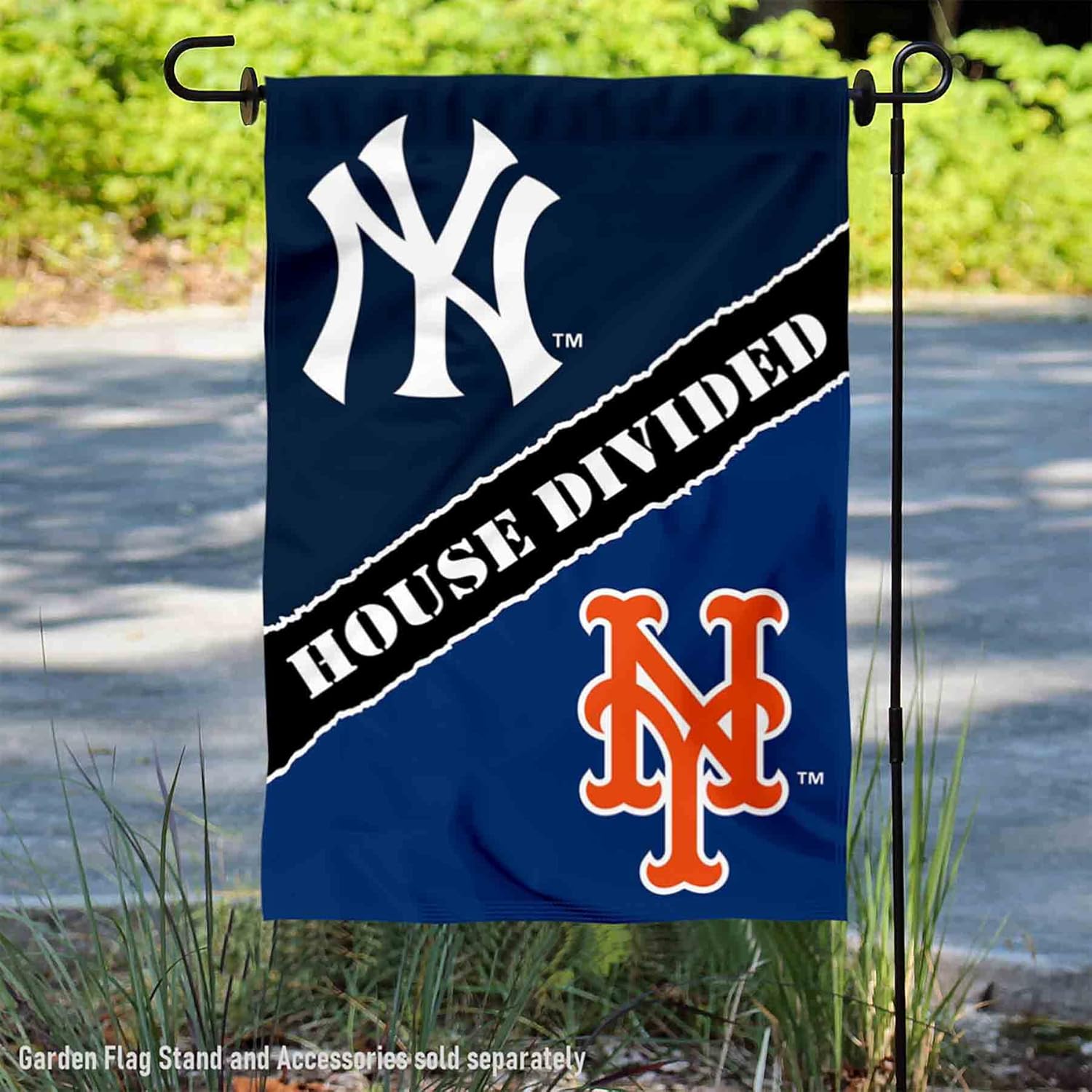 House Divided Yankees and Mets Double Sided Garden Flag