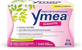 Ymea Silhouette - Complément Alimentaire ménopause - actifs végétaux, vitamines et minéraux - contrôle des bouffées de chaleur1 et de la silhouette2-64 gélules - 1 mois