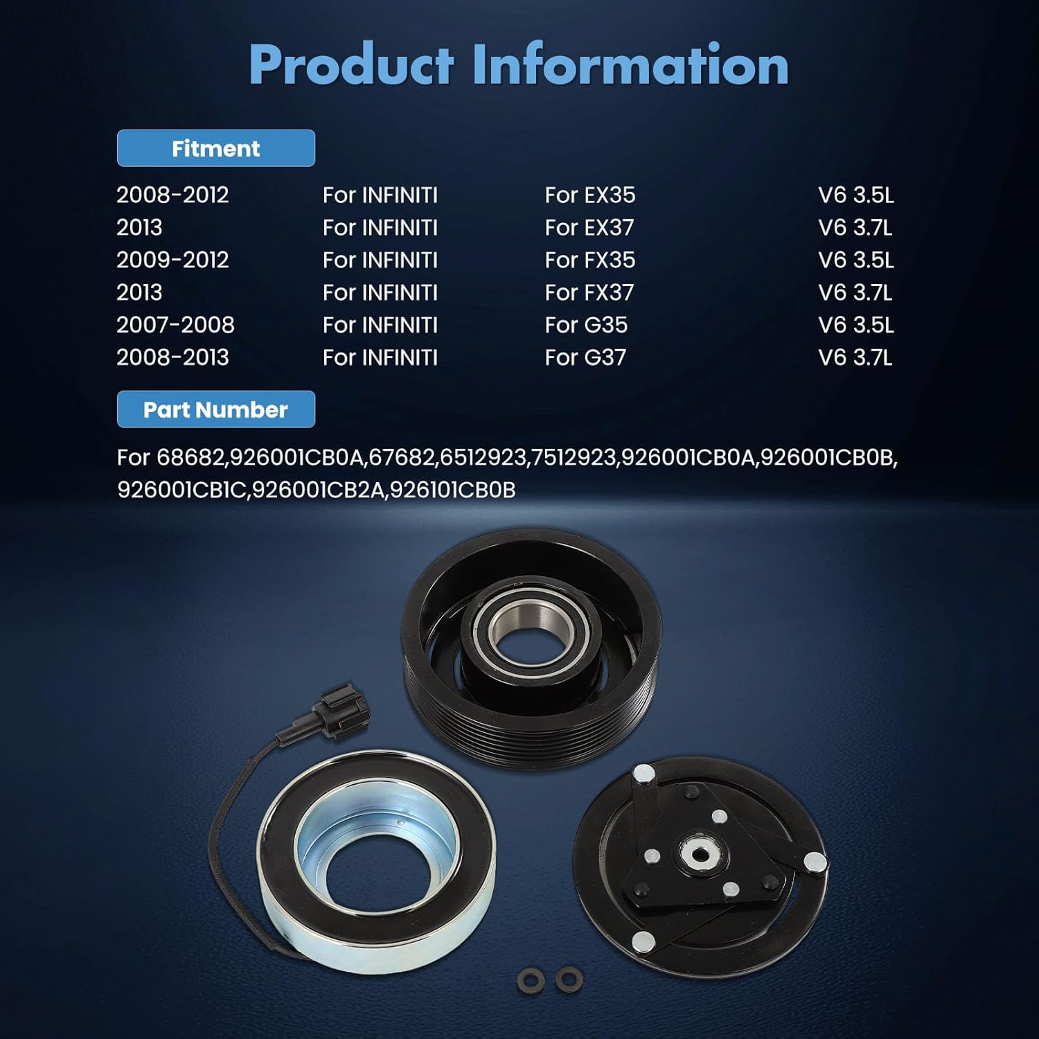 ECCPP A/C Compressor Clutch 2008-2012 for Infiniti EX35 3.5L AC Clutch