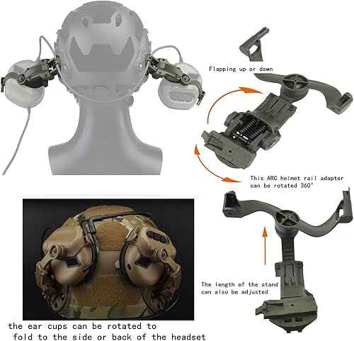 Miniatura 2 de Accesorios adaptadores de riel ARC de rotación de múltiples ángulos para auriculares tácticos