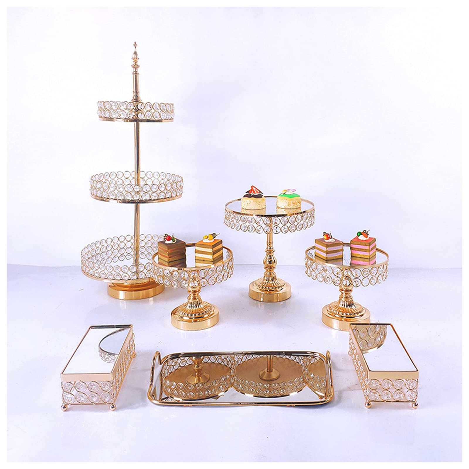 Support à gâteaux en métal rond 7 à 10 pièces ensemble de présentoirs pour buffet de mariage 7a