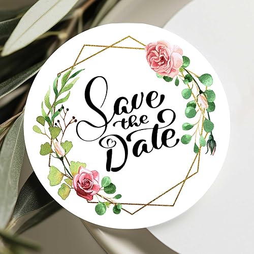 120 x Wedding Invitation Stickers Geometric Flower Decor Wedding Favor Stickers Save the Date Stickers Labels Envelope Seal 1.6 inch