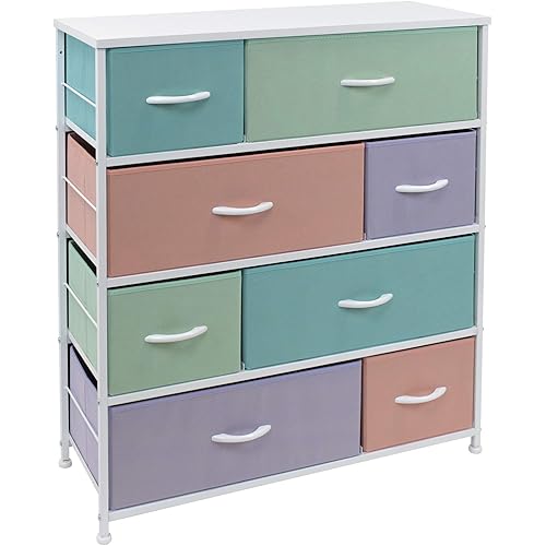 Sorbus Dresser with 8 Drawers - Bedside Furniture & Night Stand End Table Dresser for Home, Bedroom Accessories, Office, College Dorm, Steel Frame, Wood Top (Pastel)