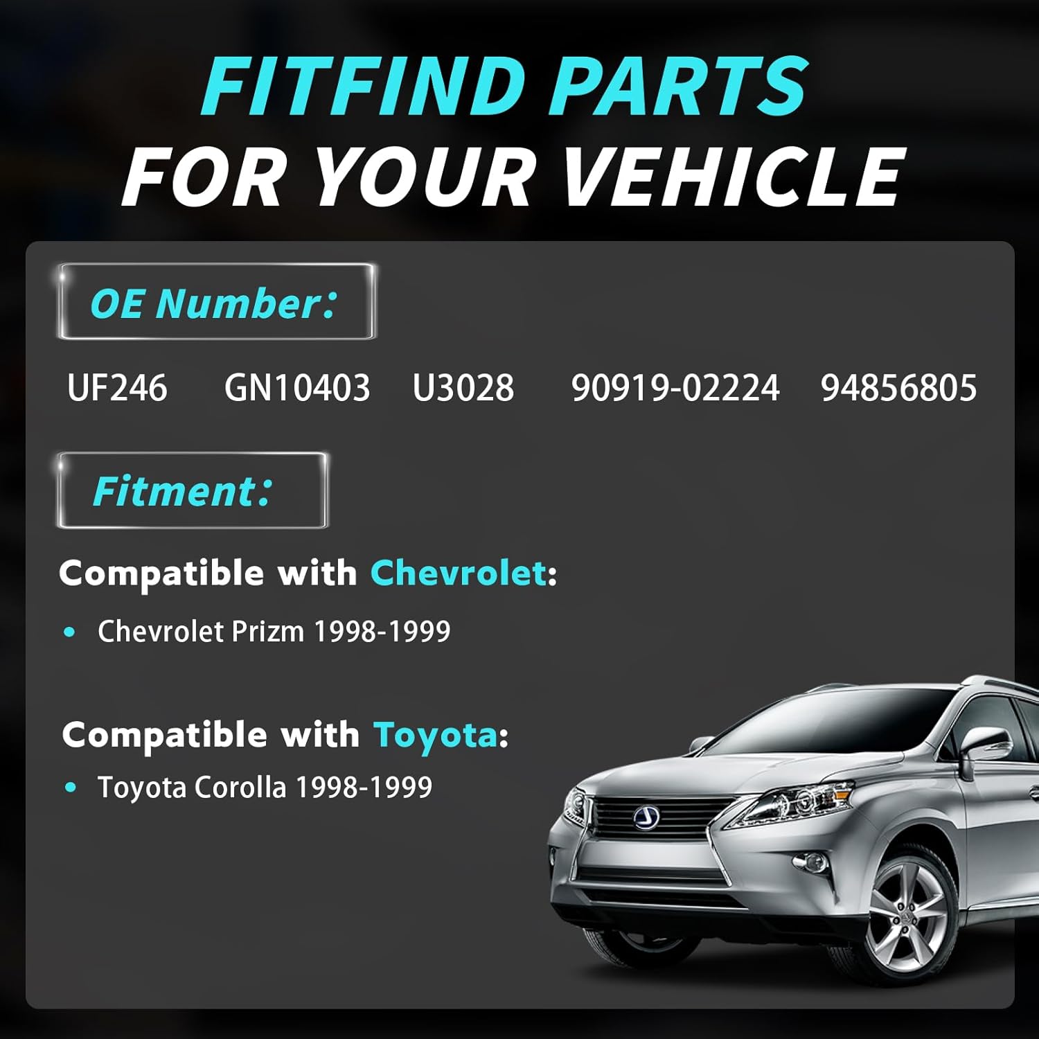 Set of 2 Ignition Coils Pack UF246 90919-02224 with 4 Iridium Spark Plugs and 4 Spark plug Wire Set Compatible with Chevrolet Prizm Toyota Corolla 1998-1999 1.8L L4