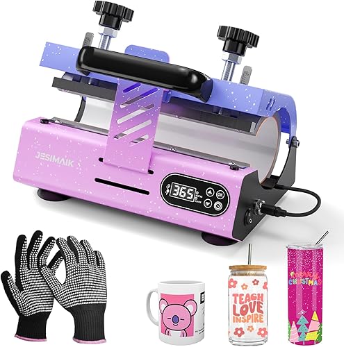 JESIMAIK Máquina de prensa de calor para vasos con reglas de presión para vasos de vidrio en blanco de sublimación de 20 a 30 onzas, prensa de tazas