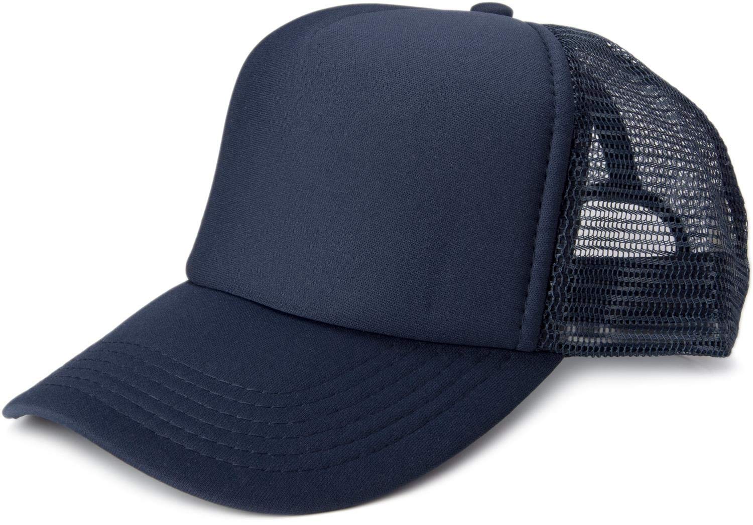 Stylebreaker Unisex Navy 5-Panel Mesh Cap, Trucker Baseball Cap, Adjustable Click And Snap Closure, Cap 04023007, Colour: