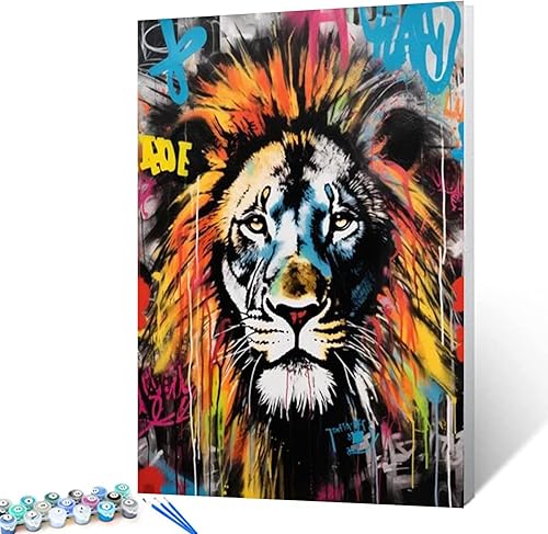 Miniatura 26 de Tucocoo Pintura al óleo estilo graffiti por números para adultos principiantes con marco, pintura de guitarra fresca por número sobre lienzo