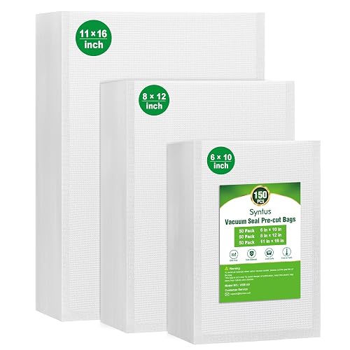 Syntus 150 Pcs Vacuum Sealer Bags, Mixed Sizes