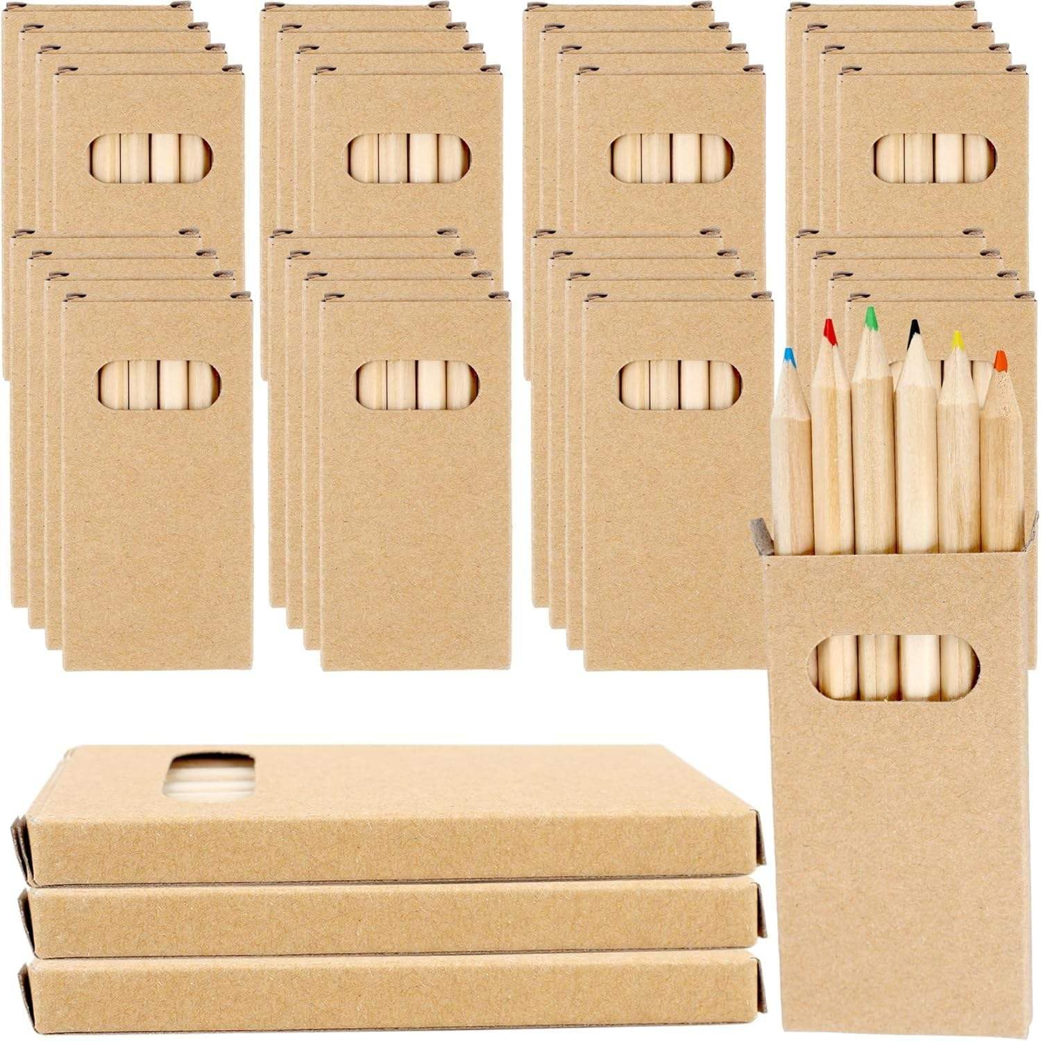 1,200 Total Mini Colored Pencils – 200 Sets of 6 Pre-Sharpened Professional Drawing Pencils – Half-Size Multi-Color Collection for Events, Hospitality, and Travel Art Kits