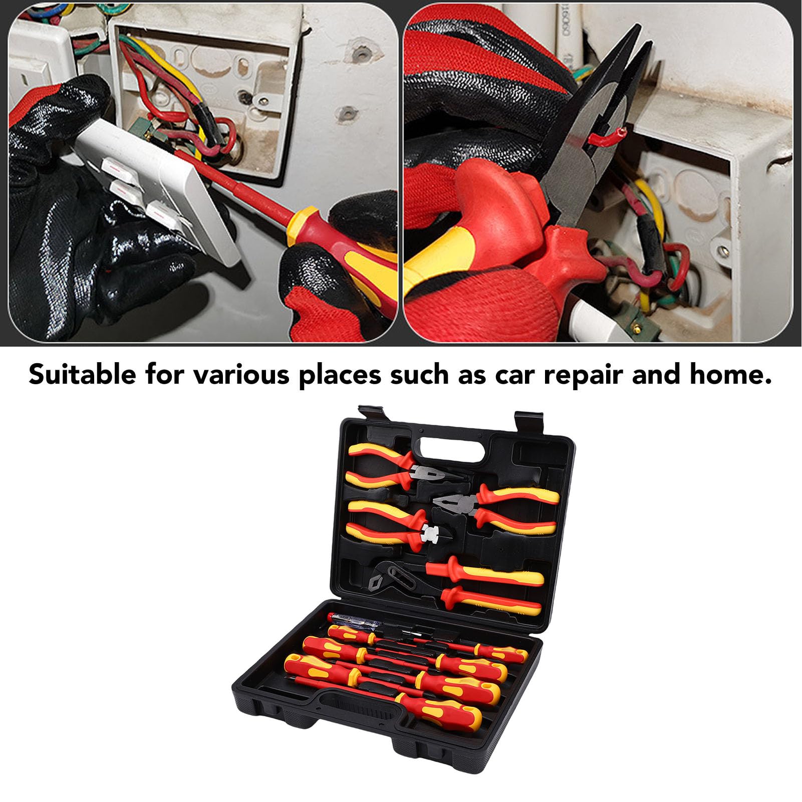Set di cacciaviti e pinze isolati, kit certificato VDE da 12 pezzi 1000 V con tester di tensione per elettricisti professionisti e manutenzione domestica