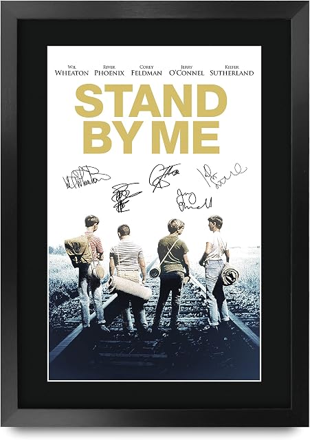HWC Trading FR A3 Stand By Me Movie Poster River Phoenix, Kiefer Sutherland, Corey Feldman Gifts Printed Poster Signed Autograph Picture for Movie Memorabilia Fans - A3 Framed