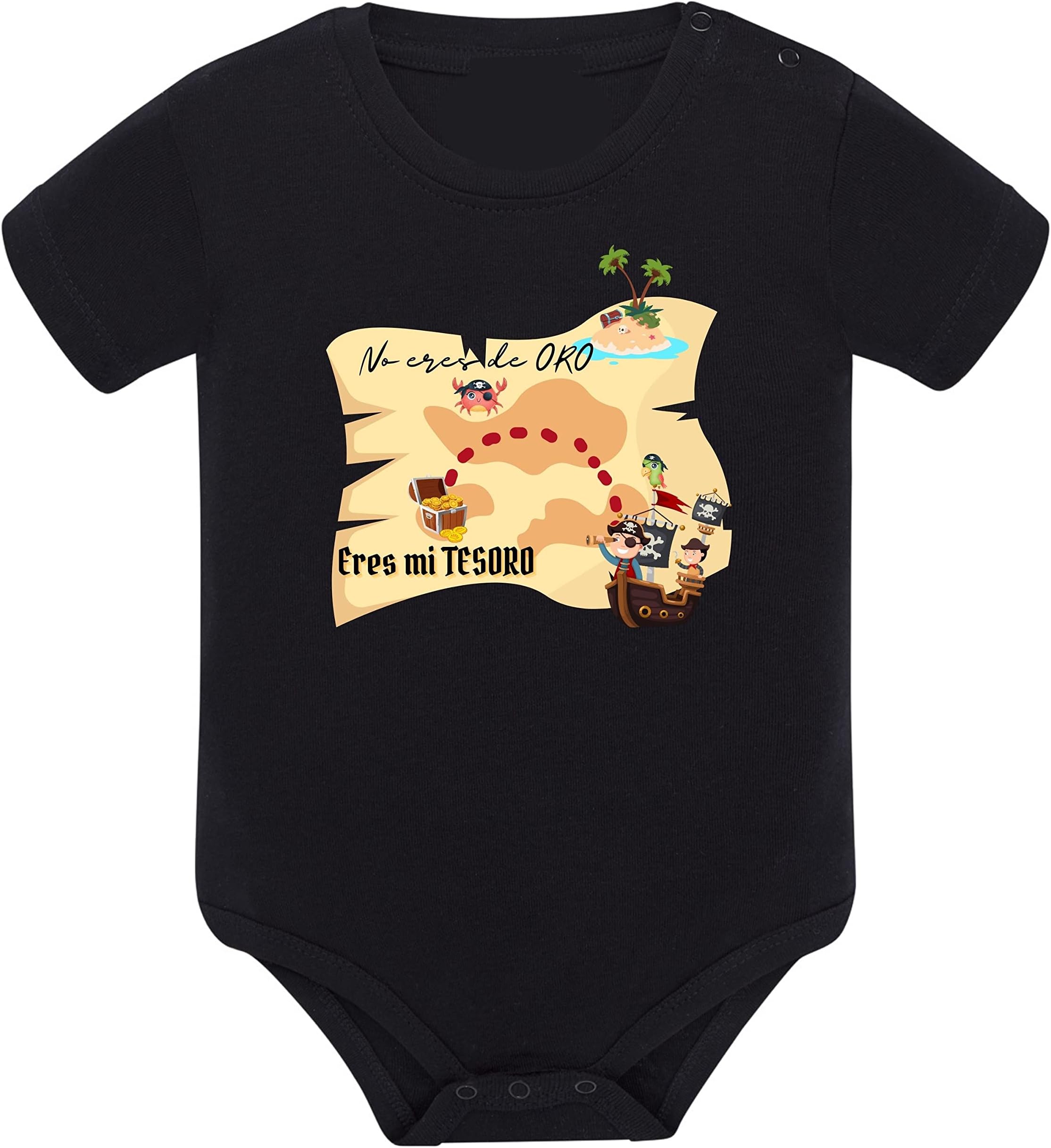 Identidad Despierta Short Sleeve Baby Bodysuit - YOU ARE MY TESOR - 100% Cotton, Black/White, 6-9 Months