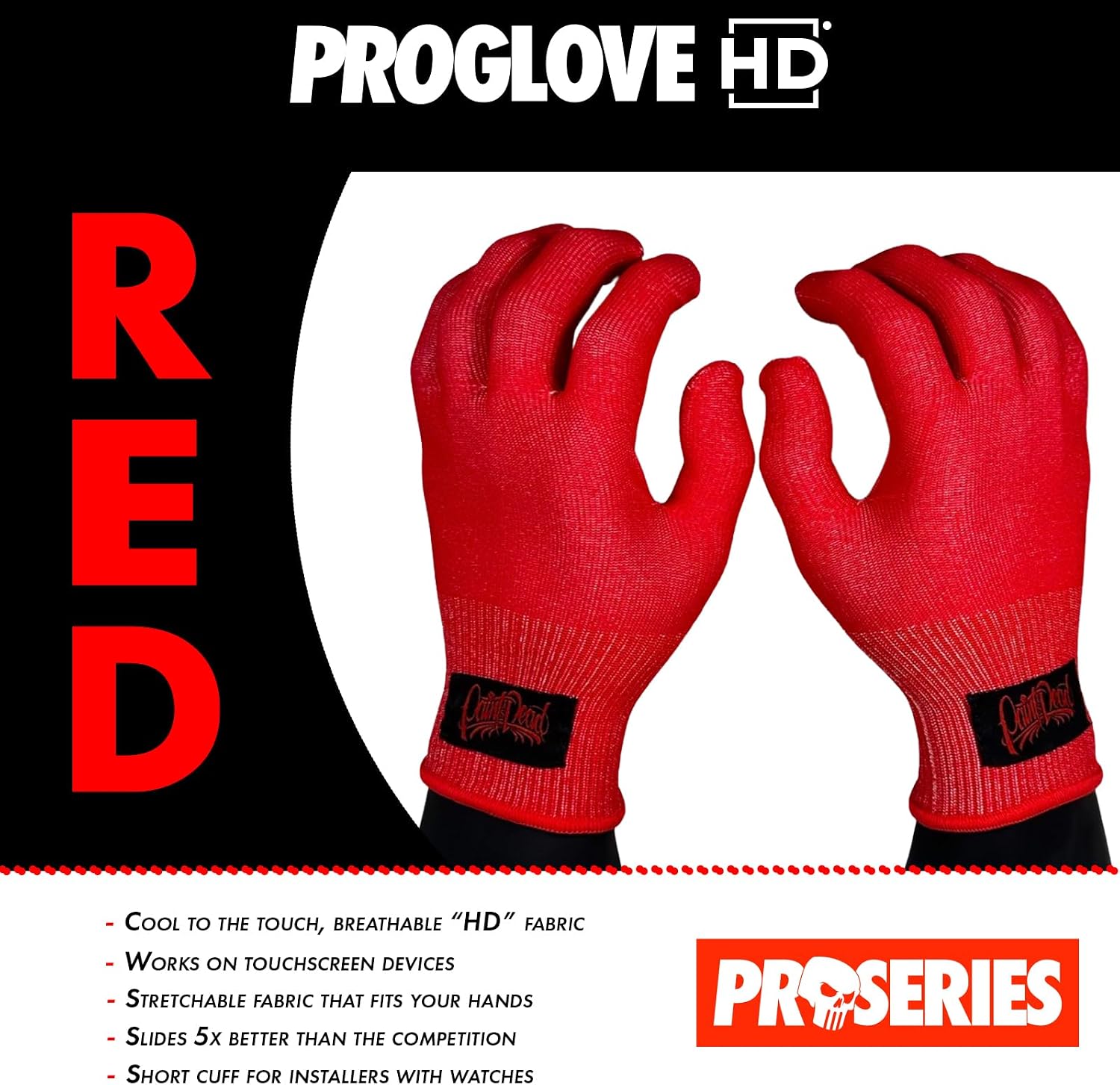 Paint is Dead PROGLOVE HD RED Pair of Vinyl Wrap Gloves, Car Wrapping- Small