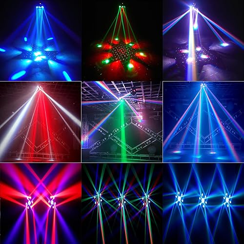 Miniatura 6 de Luz de fiesta de DJ, 150 W RGBW 4 en 1 LED luces de escenario de DJ, DMX 512 Control de rotación infinita luces DJ con sonido activado para boda,