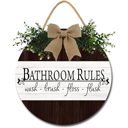 Amazon.com : Sokomurg Bathroom Rules Wall Decor Bathroom Signs Door ...