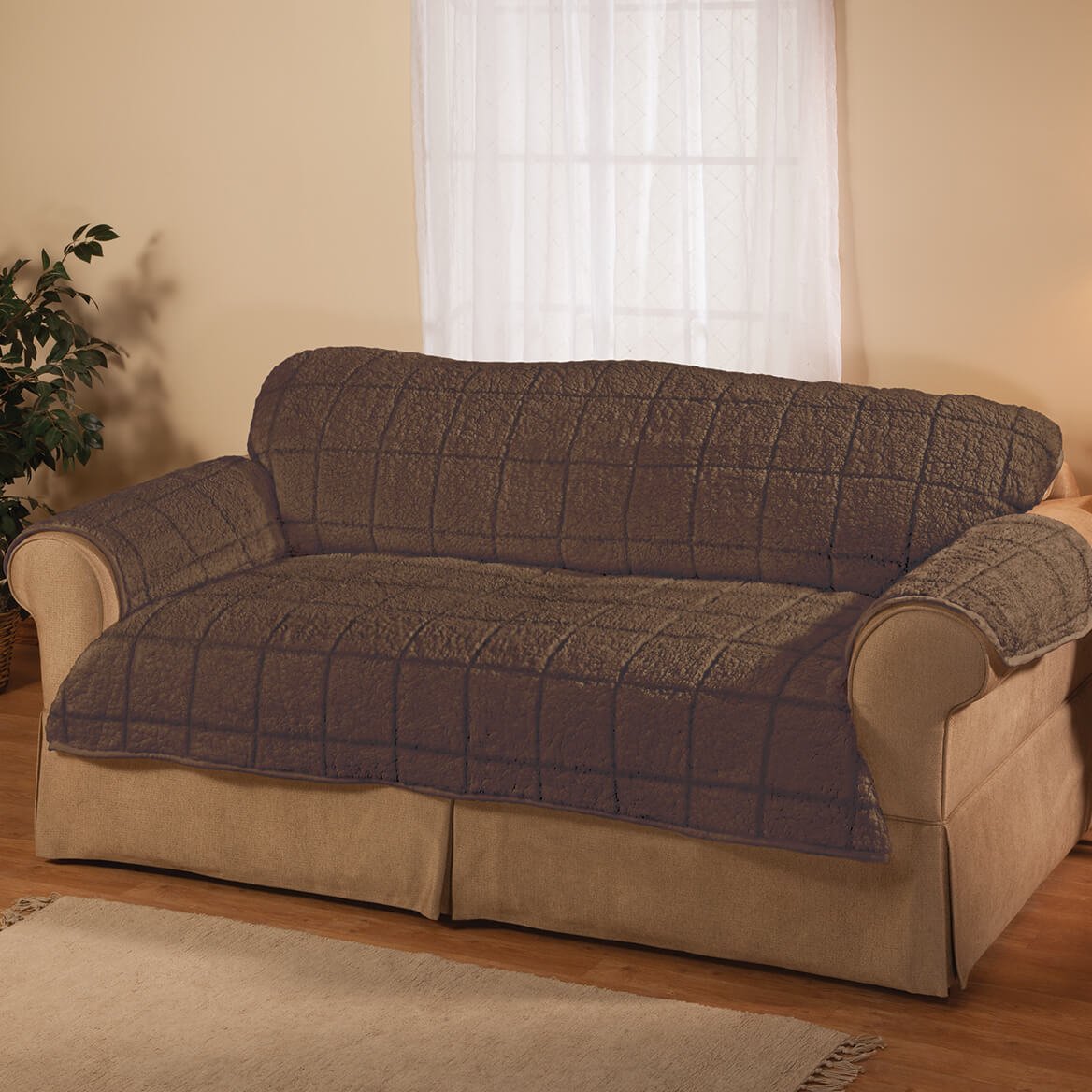 OakRidge Bradley Sherpa Loveseat Protector - Slipcover Brown