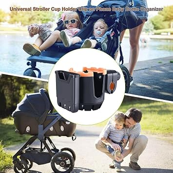 Bottle Bottle Cup and Phone Holder for Microcase Bicycle Baby Stroller - AL2816 (Black)